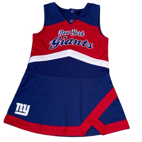 NFL Team Apparel New York Giants Cheerleader Dress Girl’s Size 2T Blue Red - Picture 1 of 6